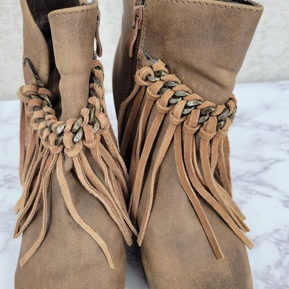 Sbicca Vintage Collection Zepp Women's Brown Fringe Wedge Boots Bootie - Picture 5 of 14
